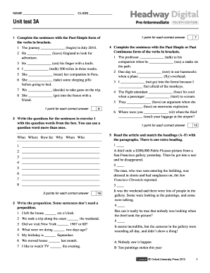 Unit Test 3a  Form