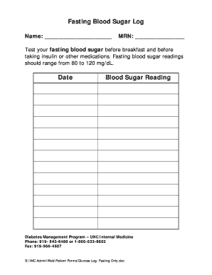 Glucose Log Fasting Onlydoc Med Unc  Form