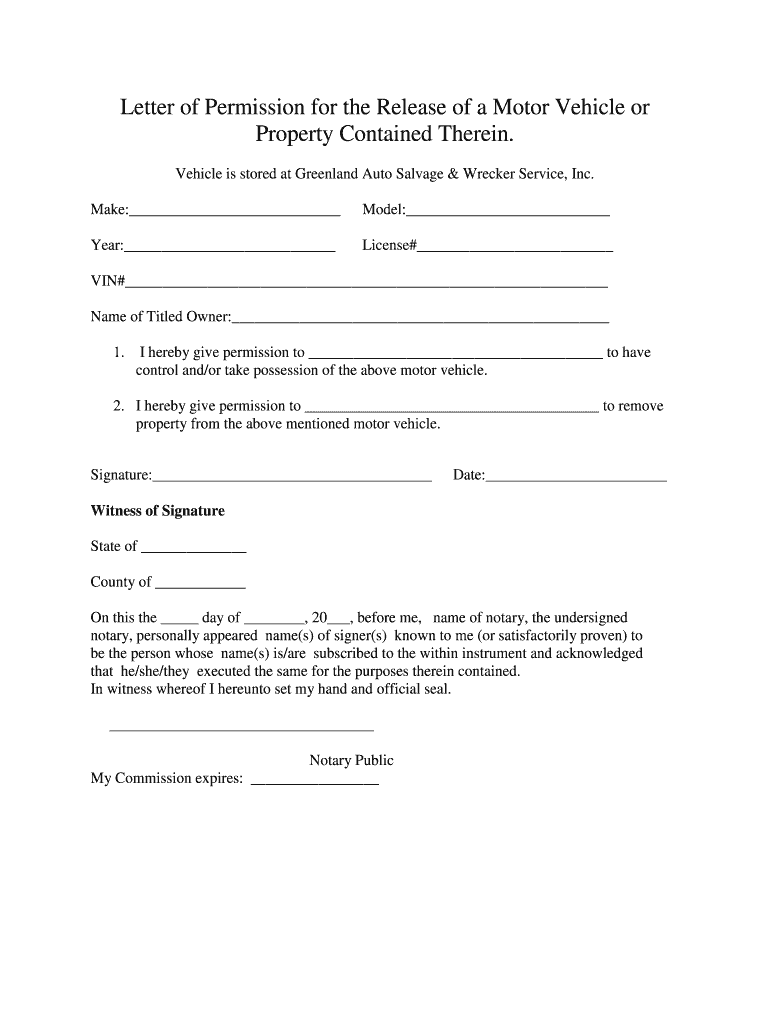 Letter Release Vehicle  Form