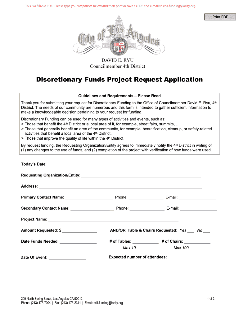 Discretionary Funds Project Request Application Cloudfrontnet  Form