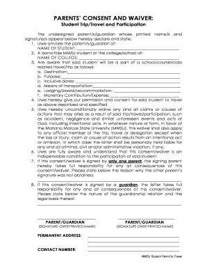 Parents&amp;#39; Consent and Waiver MMSU Mmsu Edu  Form