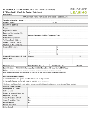Prudence Leasing  Form