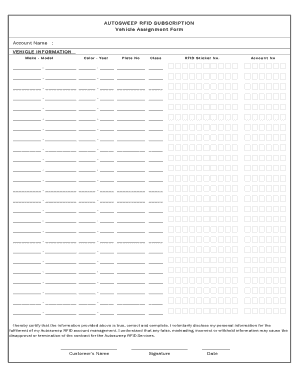 Vehicle Assignment Form
