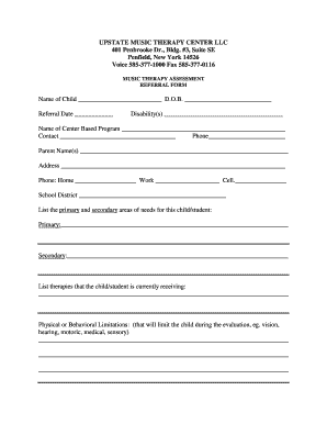  Music Therapy Referral Form Upstate Music Therapy Center 2010-2024