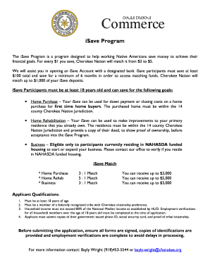 Cherokee Nation Isave Program  Form