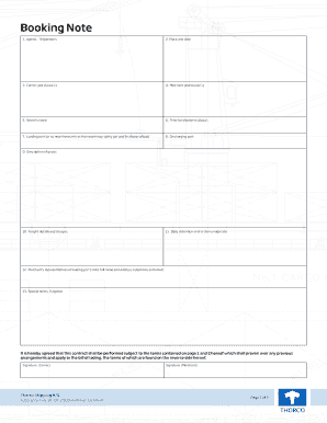 Booking Note Form