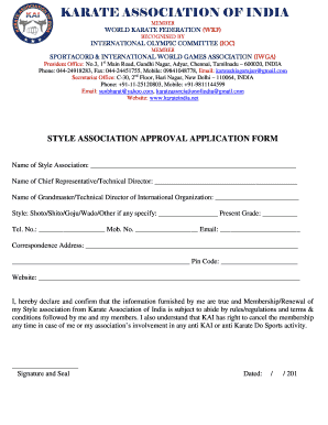 Karate Association of India Certificate  Form