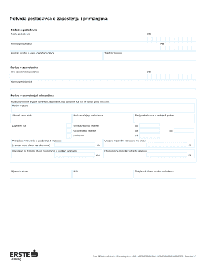Potvrda O Zaposlenju PDF  Form