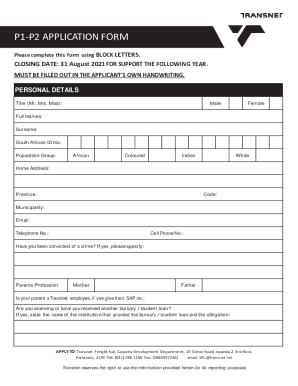 Transnet General Worker Application Form