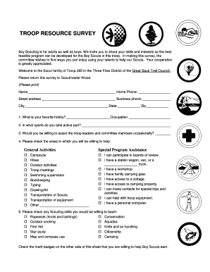 Bsa Troop Resource Survey  Form