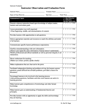 Instructor Evaluation Form