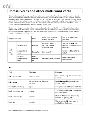 List of Phrasal Verbs  Form