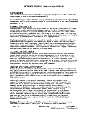 INFORMED CONSENT Canthoplasty SURGERY INSTRUCTIONS