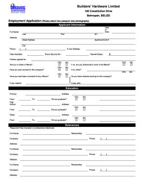 Builders Hardware  Form