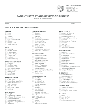 Newborn Review of Systems Example  Form