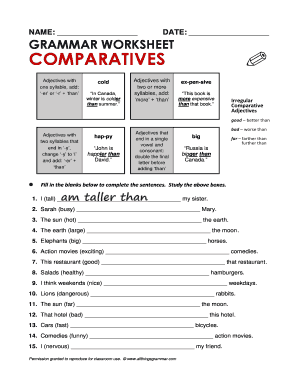 Grammar Worksheet Comparatives Resuelto  Form