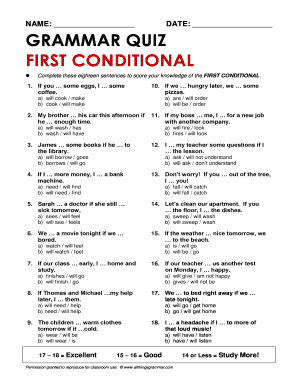 Complete These Eighteen Sentences to Score Your Knowledge of the First Conditional  Form