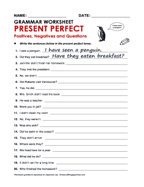 Write the Sentences below in the Present Perfect Tense  Form