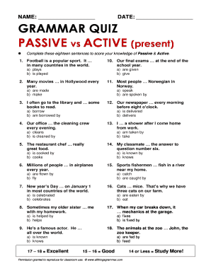 Grammar Quiz Passive Vs Active Present  Form