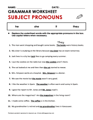Subject Pronouns Activities  Form