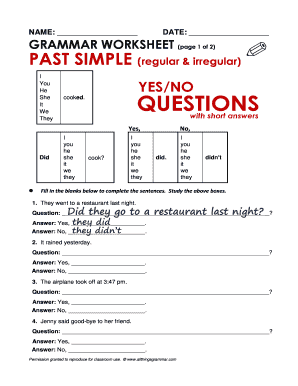 Grammar Worksheet Past Simple Irregular  Form