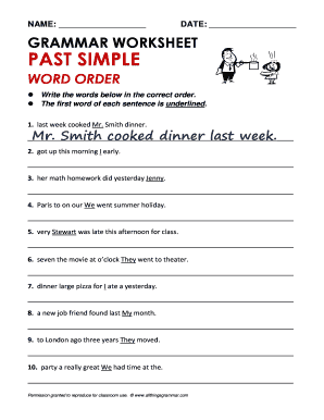 Write the Words in Correct Order  Form