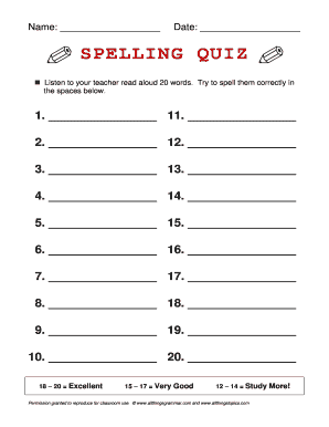 Spelling Quiz  Form