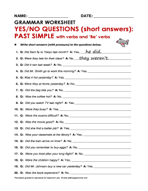 Write Short Answers with Pronouns to the Questions below  Form
