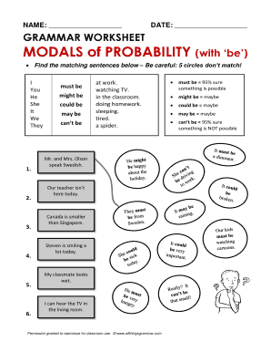 Modals of Probability Exercises PDF  Form