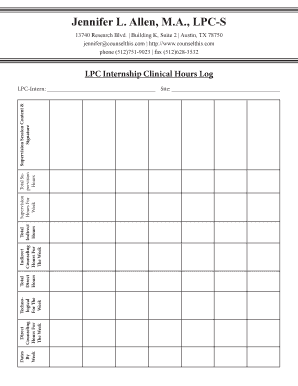 Clinical Hours Log Template  Form