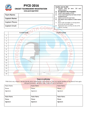 Cricket Tournament Form