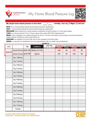 Aha Blood Pressure Log  Form