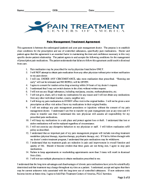 Pain Management Contract  Form