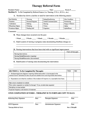 Restorative Nursing Referral Forms