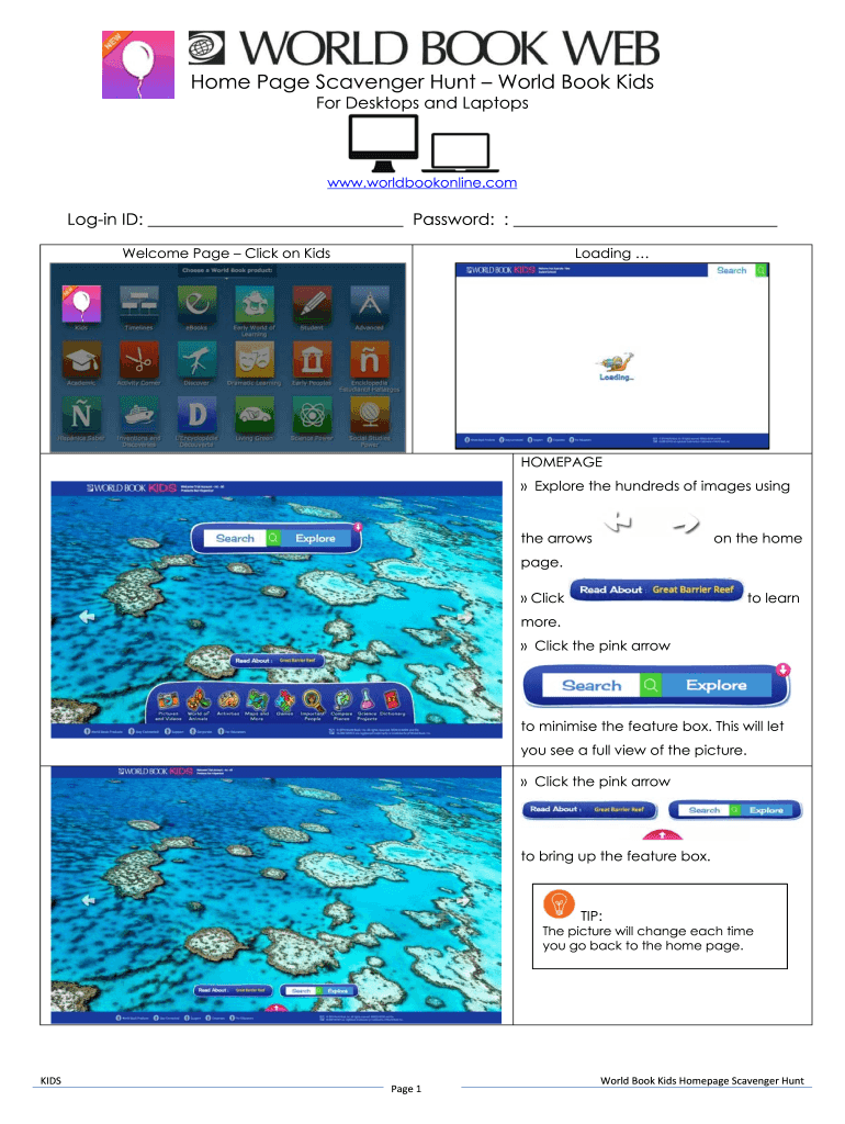 World Book Online Scavenger Hunt  Form