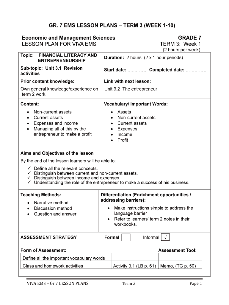 7 EMS LESSON PLANS TERM 3 WEEK 1 10  Form