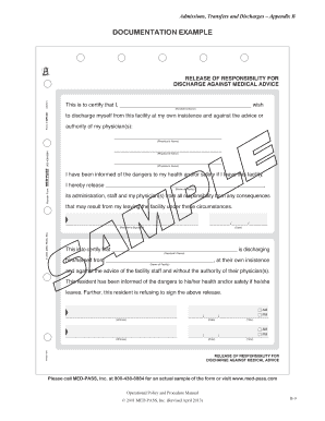 Release of Responsibility for Discharge Against Medical Advice MP5407 MED PASS Form