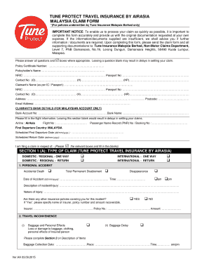 Travel Insurance Malaysia  Form