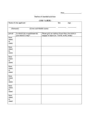 Outline of Intended Activities Japan  Form