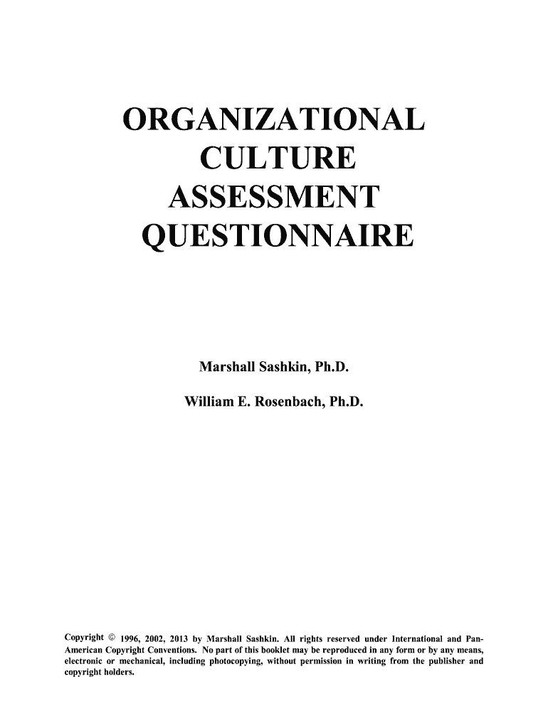 Organizational Culture Assessment Questionnaire PDF  Form