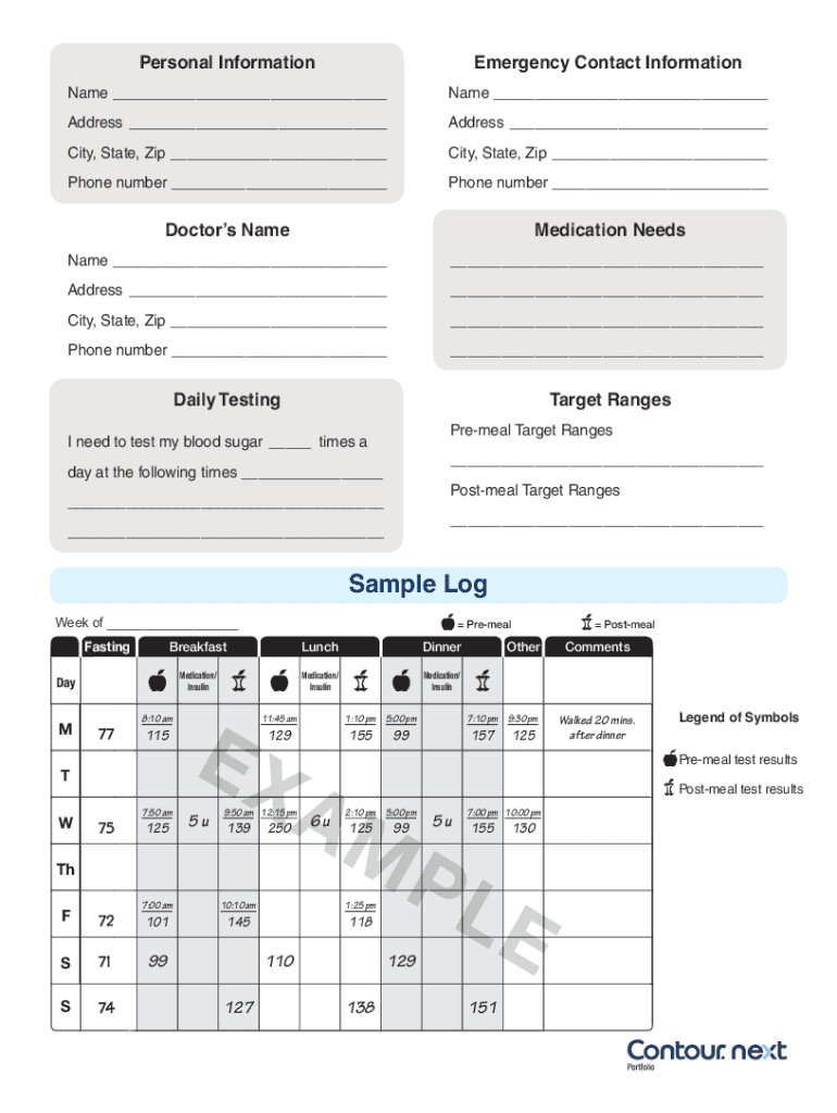 Contour Next Log Book  Form