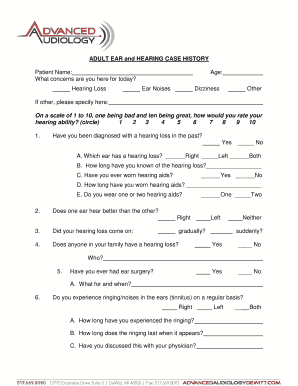 Audiology Case History Examples  Form