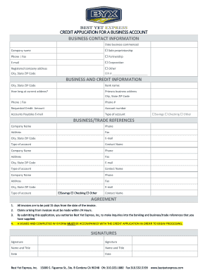 Credit Application Best yet Express  Form