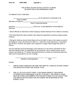 Blanket Field Trip Permission Form Polk County School District Polk Fl