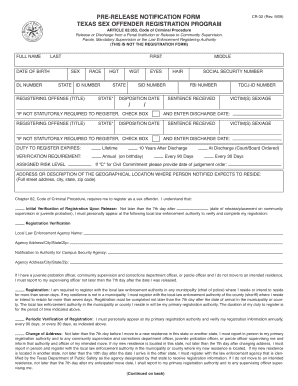 Sex Offender Registration Form