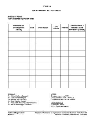 Pdu Log  Form