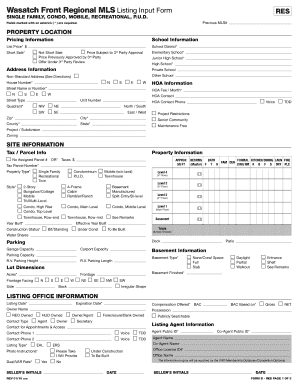 Wasatch Front Regional MLS Listing Input Form NVS Real Estate