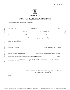 Occupancy Certificate Format