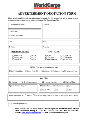 ADVERTISEMENT QUOTATION FORM WorldCargo News Online