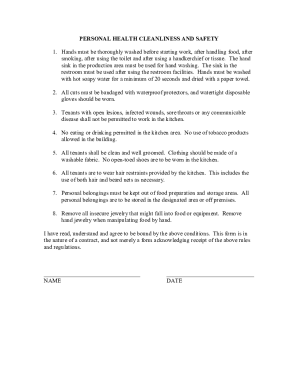Kitchen Rules and Regulations PDF  Form